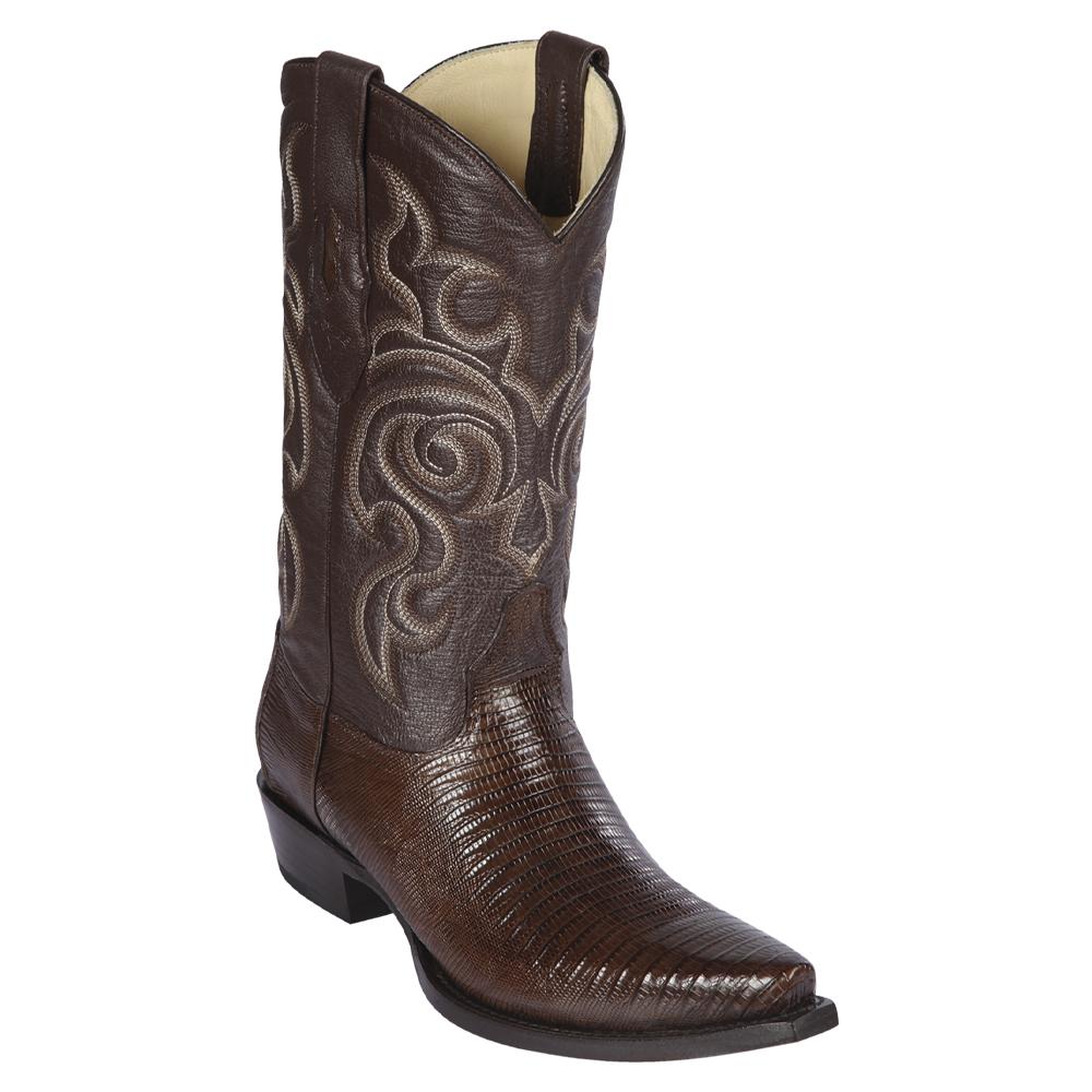 Los Altos Boots Mens #940707 Snip Toe | Genuine Teju Lizard Boots | Color Brown