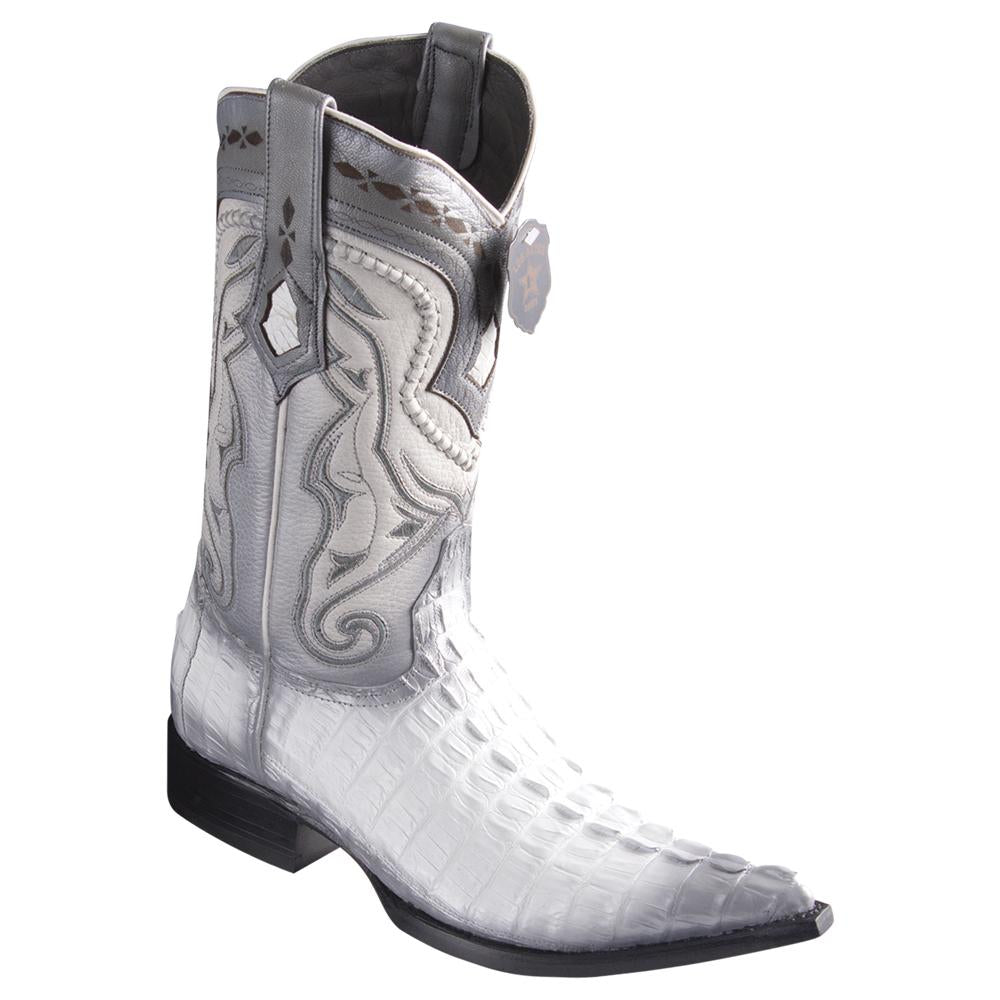 Los Altos Boots Mens #9530128 3X Toe | Genuine Caiman Belly Leather Boots | Color White