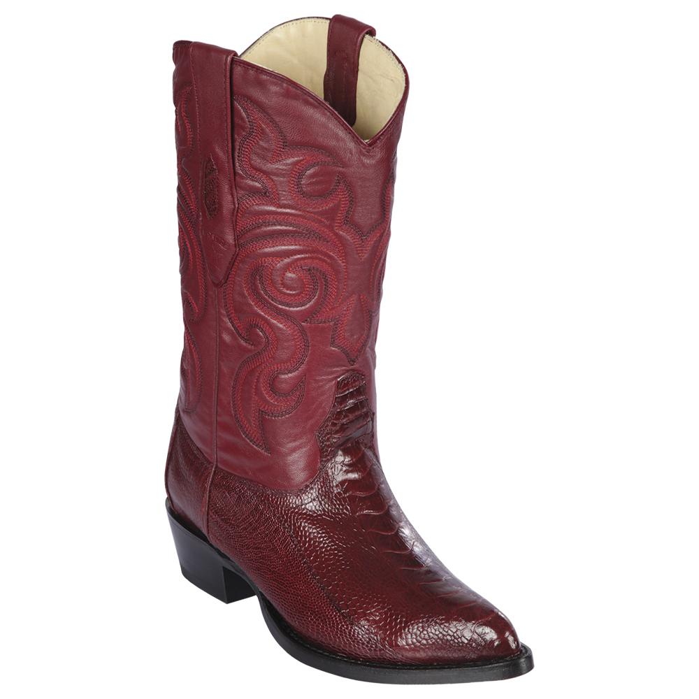 Los Altos Boots Mens #990506 J Toe | Genuine Ostrich Leg Boots | Color Burgundy