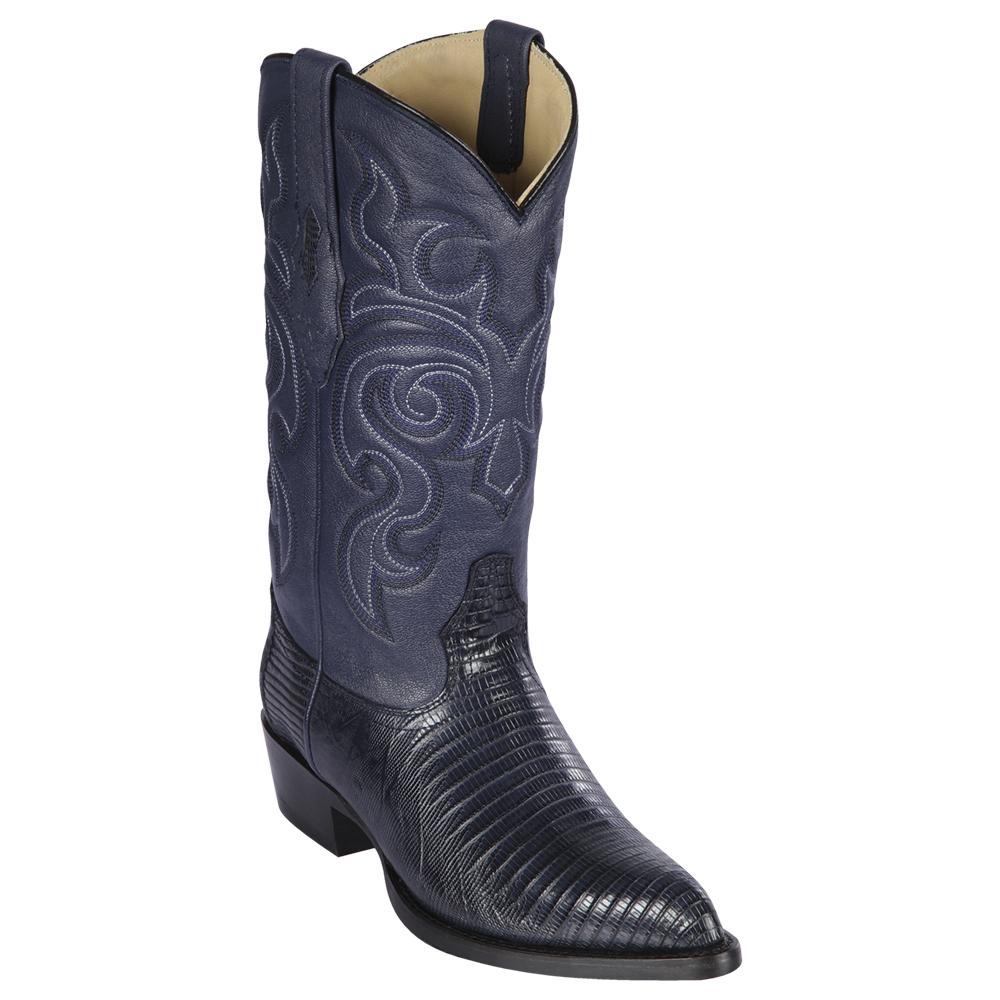 Los Altos Boots Mens #990710 J Toe | Genuine Teju Lizard Boots | Color Navy Blue