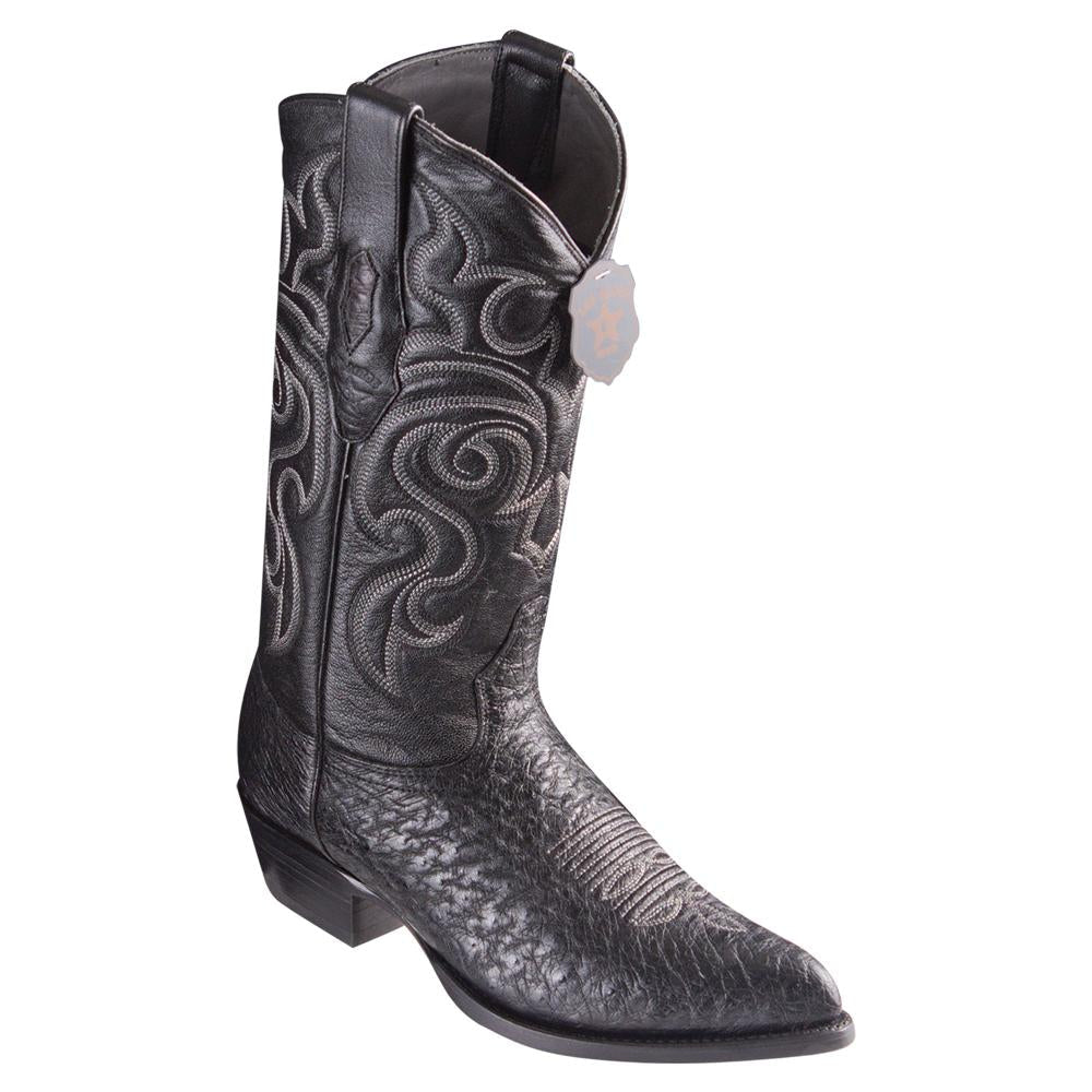 Los Altos Boots Mens #999705 J Toe | Genuine Smooth Ostrich Boots | Color Black