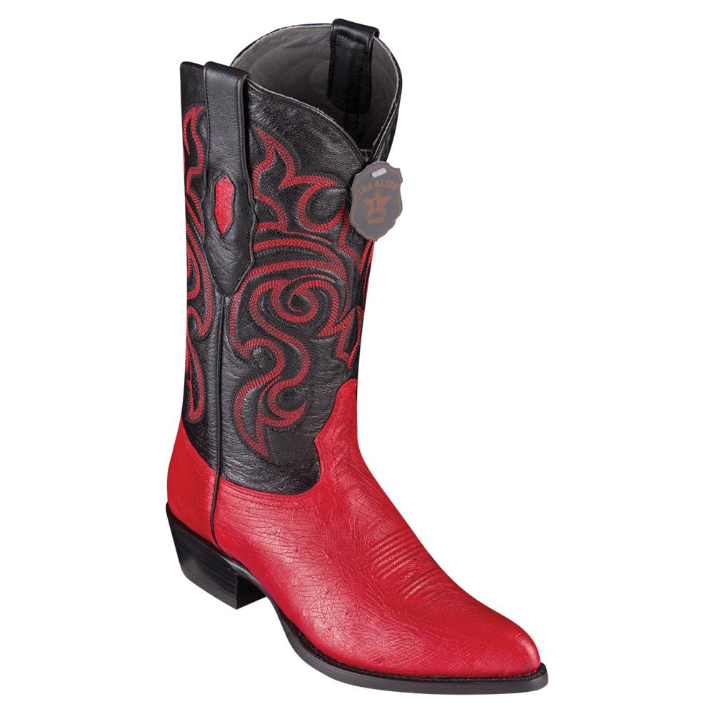 Los Altos Boots #999712 J Toe | Smooth Ostrich Boots | Color Red