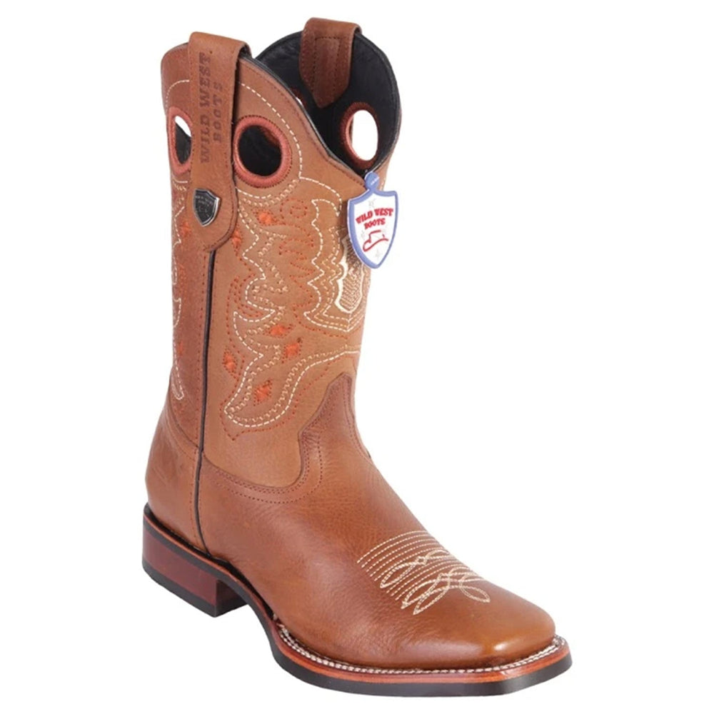 Wild West 28252751 Men's | Color Honey | Men's Wild West Boots With Rubber Sole Genuine Leather Square Toe Handcrafted