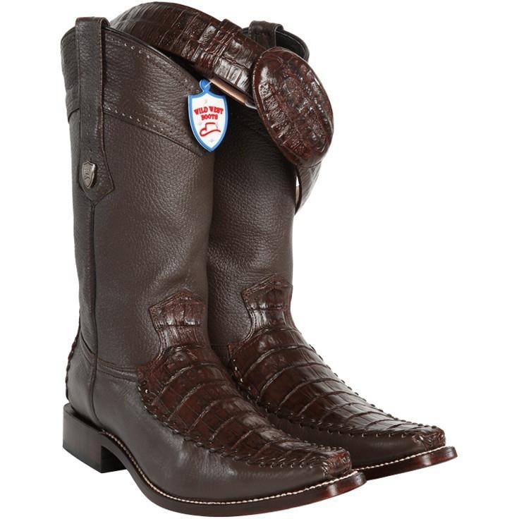 Wild West Boots #278t8207 Men's | Color Brown | Wild West Boots-Men's Caiman Belly With Deer Cowboy Boots