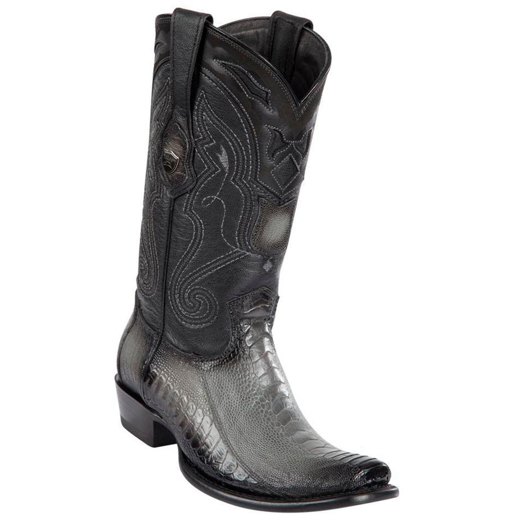 Wild West Boots #2790538 Men's | Color Faded Gray | Men's Wild West Wide Square Toe Ostrich Leg Boots Handcrafted