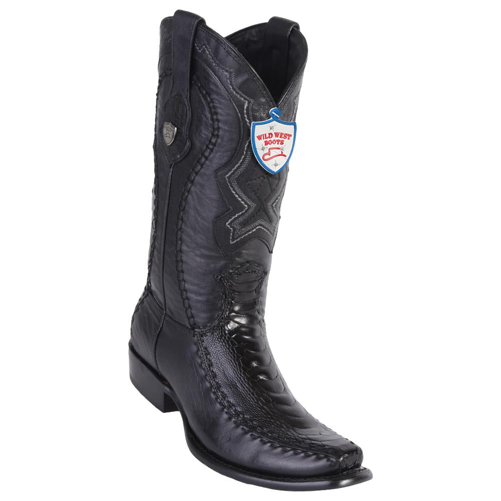 Wild West Boots #279F0505 Men's | Color Black | Men's Wild West Ostrich Leg Boots Dubai Toe Handcrafted