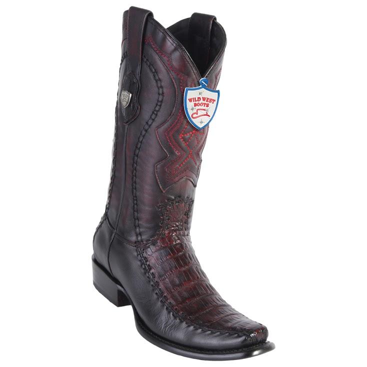 Wild West Boots #279F8218 Men's | Color Black Cherry | Men's Wild West Caiman Belly Boots Dubai Toe Handcrafted