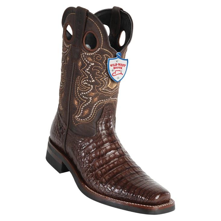 Wild West Boots #28198207 Men's | Color Brown | Men's Wild West Caiman Belly Boots With Rubber Sole Square Toe Handcrafted