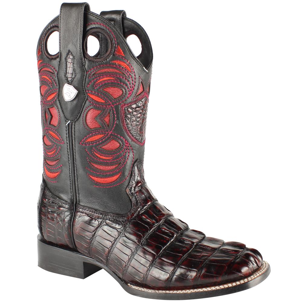 Wild West Boots #28240118 Men's | Color Black Cherry | Men’s Wild West Caiman Tail Boots Handcrafted