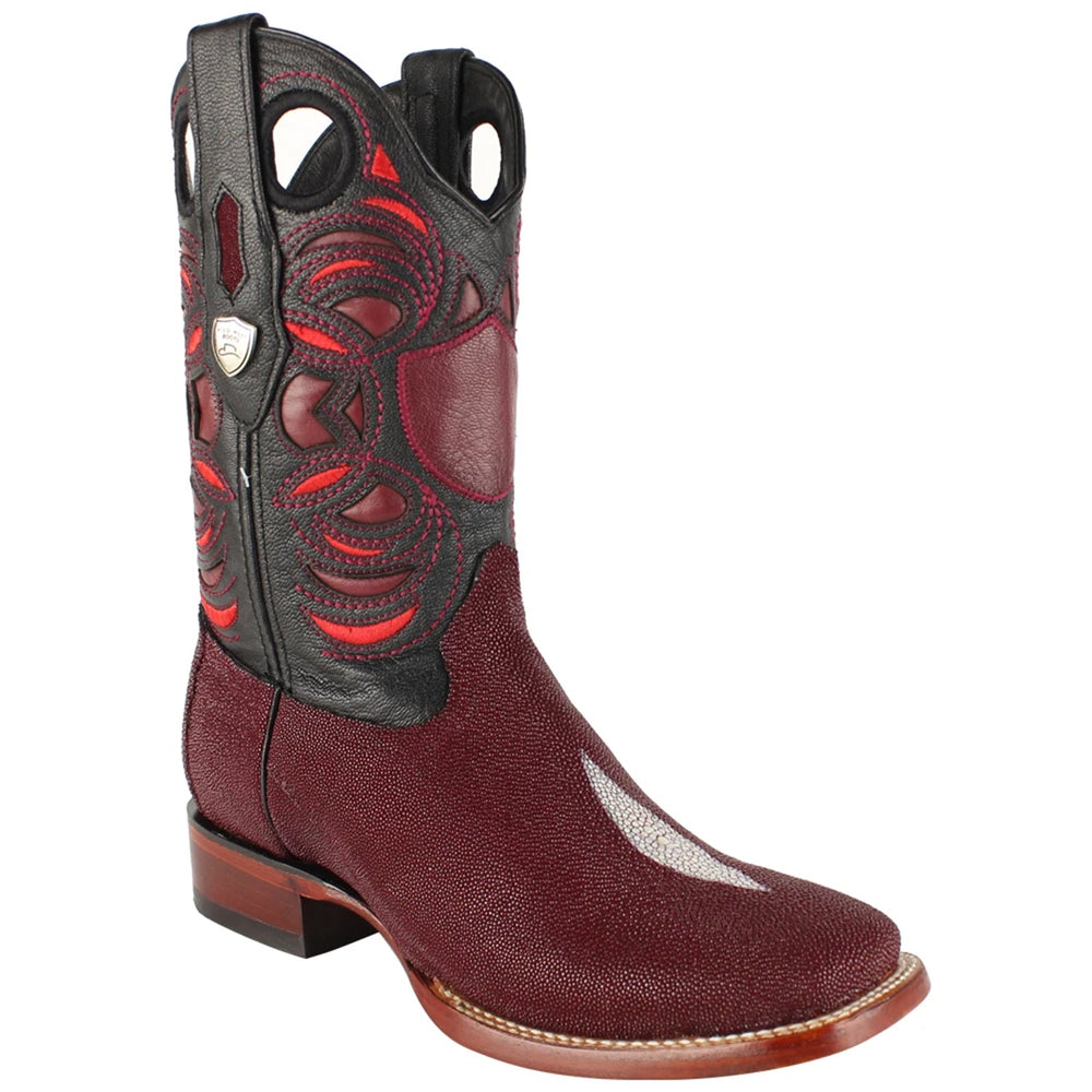 Wild West Boots #28241206 Men's | Color Burgundy | Men’s Wild West Stingray Boots Square Toe Handcrafted