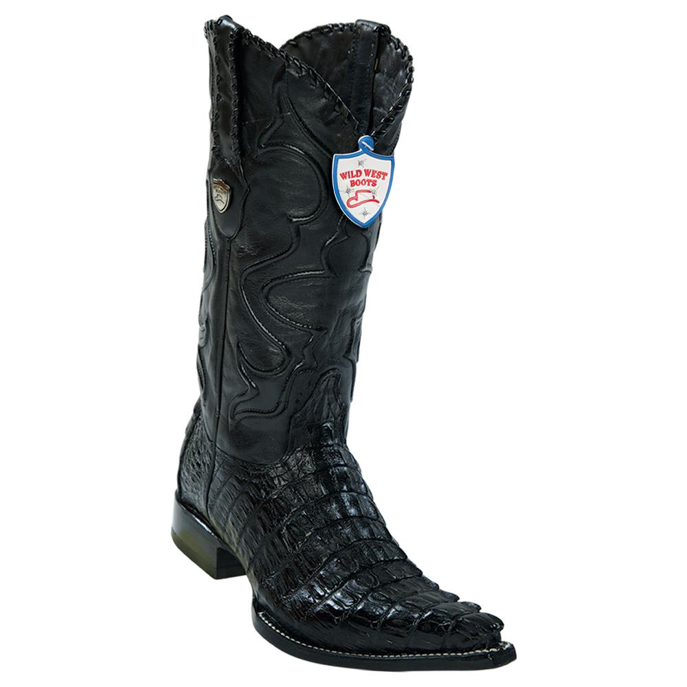 Wild West Boots #2950105 Men's | Color Black | Men's Wild West Caiman Tail 3x Toe Boots Handcrafted