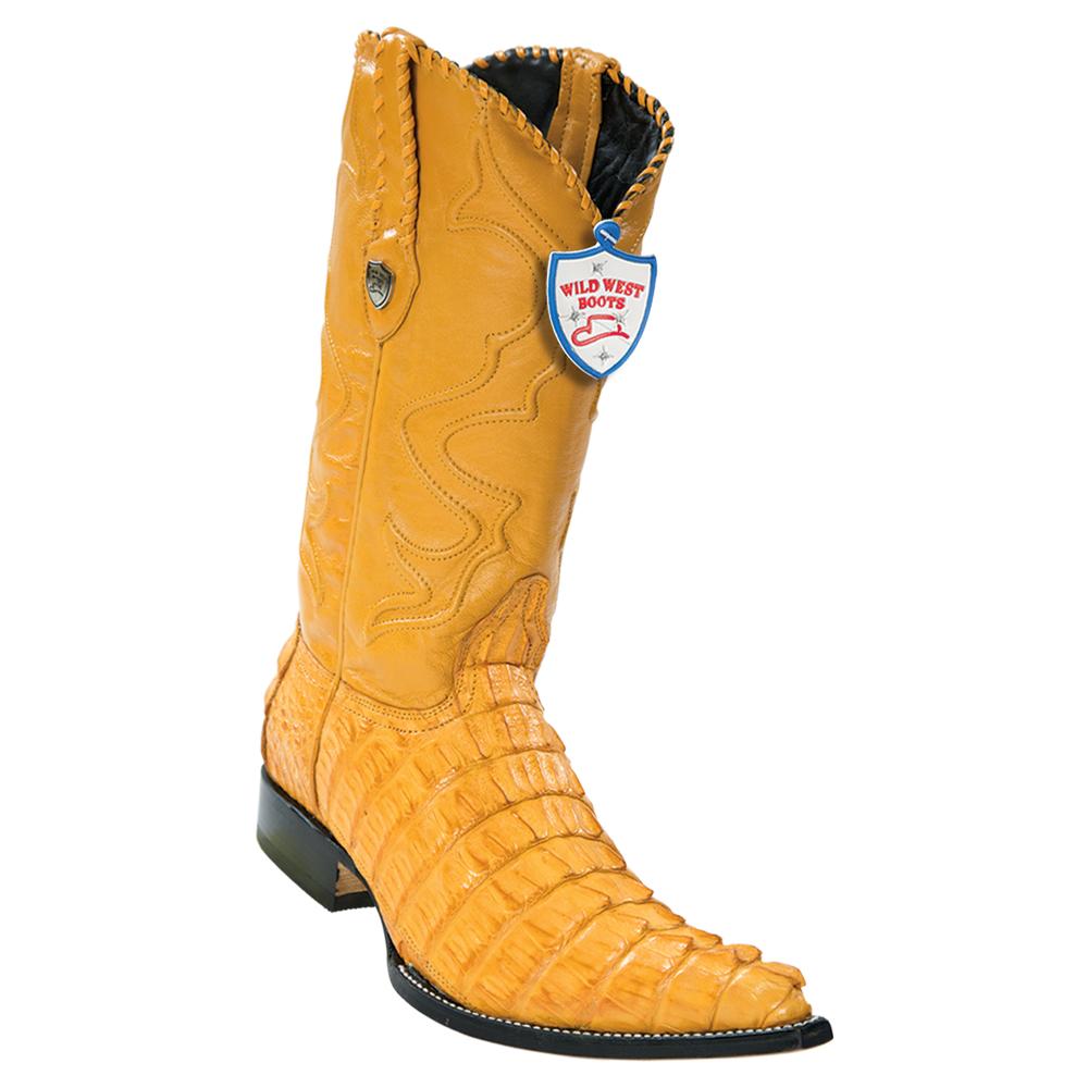 Wild West Boots #2950102 Men's | Color Buttercup | Men's Wild West Caiman Tail 3x Toe Boots Handcrafted