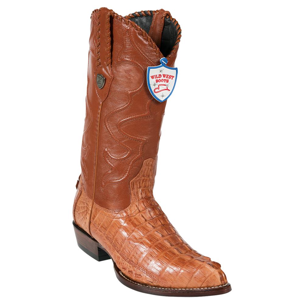 Wild West Boots #2990103 Men's | Color Cognac  | Men's Wild West Caiman Tail J Toe Boots Handcrafted