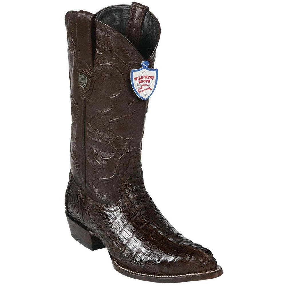 Wild West Boots #2990107Men's | Color Brown | Men's Wild West Caiman Tail J Toe Boots Handcrafted