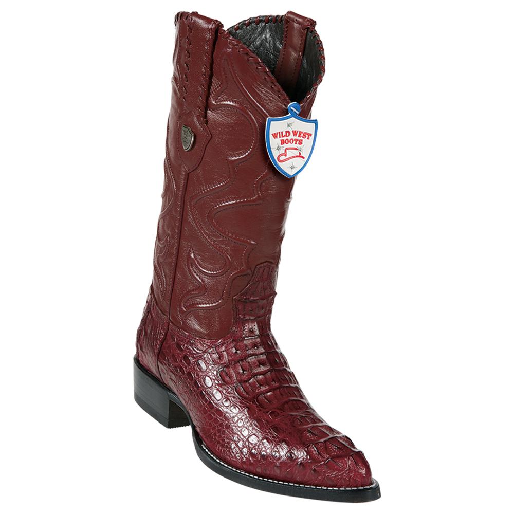 Wild West Boots #2990206 Men's | Color Burgundy | Men's Wild West Caiman Hornback J Toe Boots Handcrafted