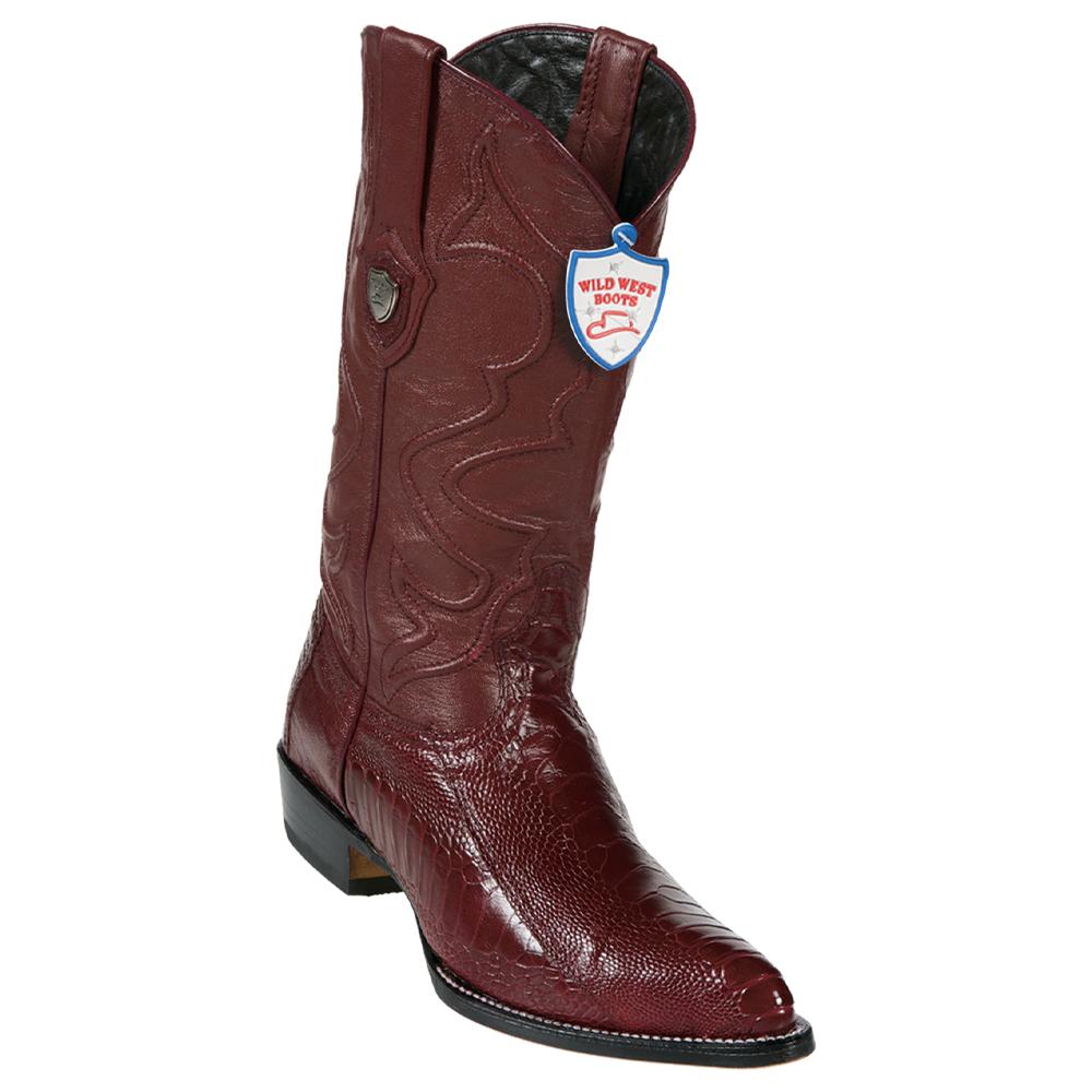 Wild West Boots #2990506 Men's | Color Burgundy | Men's Wild West Ostrich Leg J Toe Boots Handcrafted