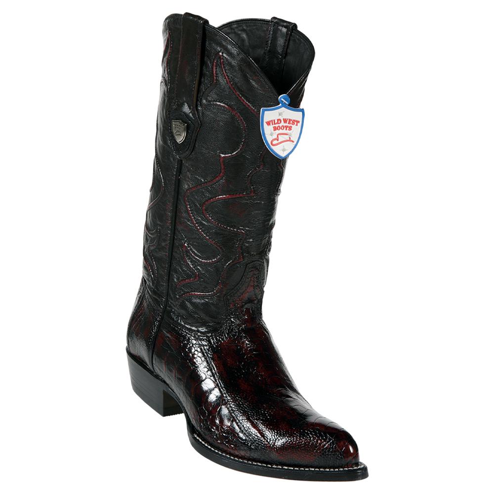 Wild West Boots #2990518 Men's | Color Black Cherry | Men's Wild West Ostrich Leg J Toe Boots Handcrafted