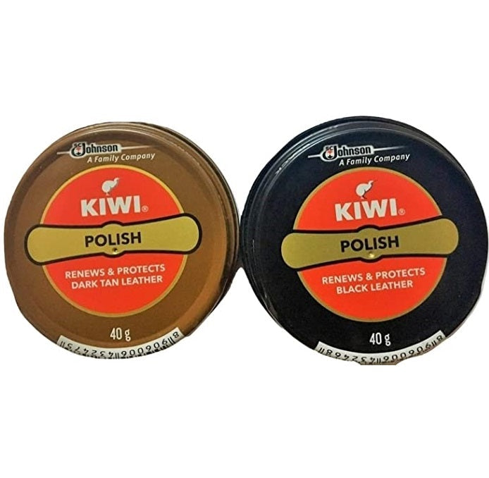 Kiwi Shoe Polish Paste | Black and Dark Tan | Pack of 2