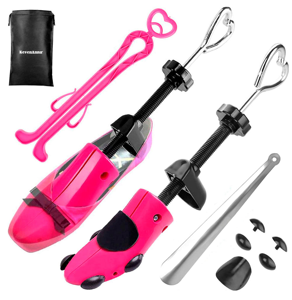 KevenAnna Shoe Stretcher with Shoe Horn Boot Shaper Stands and Carrying Bag Women's Shoes Color Pink